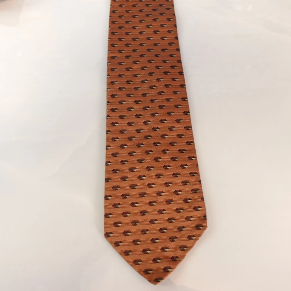 Corbata de cuello naranja para hombre pastillas geométricas seda ropa de carrera IT DESIGN NETWORK Japón Foto 2 de 4