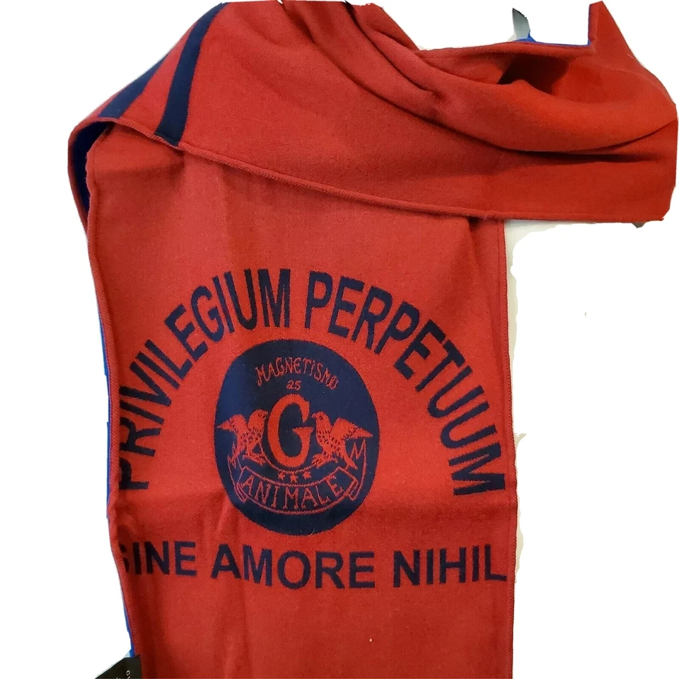 GUCCI Bufanda Roja Azul Estampada Lana Perpetuum Larga Auténtica Grande Nueva Foto 3 de 4