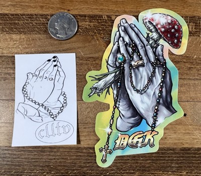 DGK Skateboards Praying Hands Mushroom sticker Stevie Williams Josh Kalis