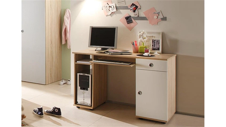 Schreibtisch PC-Tisch Kinderzimmer Computertisch Wiki Sonoma Eiche sägerau 120cm