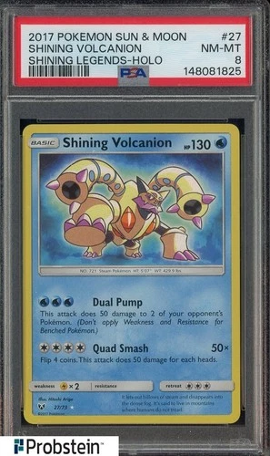 2017 POKEMON SUN & MOON SHINING LEGENDS #27 SHINING VOLCANION HOLO PSA 8