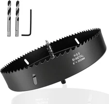 Hole Saw 8-inch Metal Kit Set Bi-Metal Cutter 8" (203mm), Black 