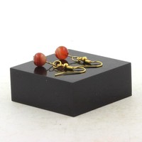 Ohrringe 1 Perle Achat Phylum 8 Mm Stahl Golden Made In Frankreich