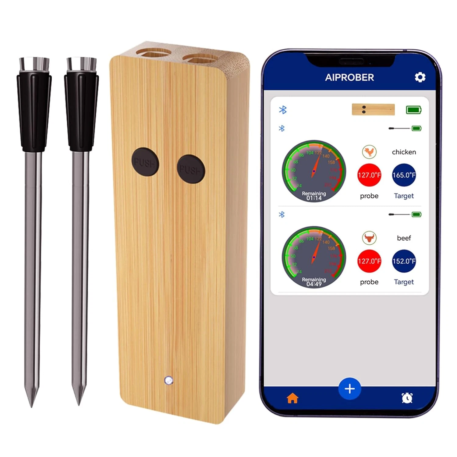 Wireless Meat Thermometer for Grilling and Smoking, 800FT Bluetooth Thermometer