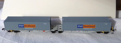 Tillig TT Double Container Transport Wagon P&O Nedlloyd HUPAC SBB, Analog