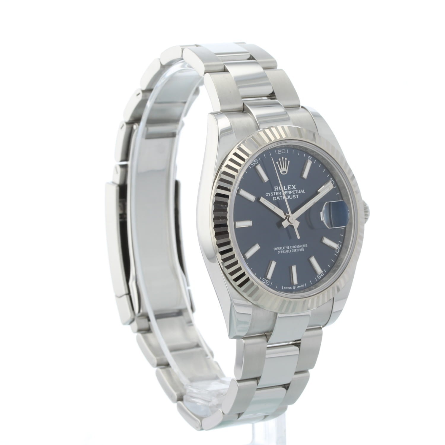 Rolex Datejust 41 126334 Blue Baton Dial Steel Oyster Fluted 2024 Box & Papers image 10