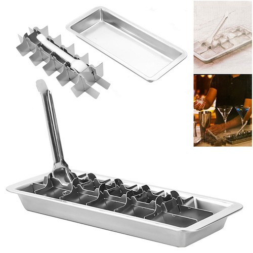 Stainless Steel Ice Cubes Tray w Easy Release Handle Ice Tray (without Tweezers) - Bild 7 von 12