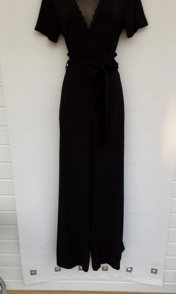 BLACK WIDE LEG TROUSERS,WW2,40S,50S,60S,80S,VINTAGE LOOK,SMART/CASUAL,SIZE 14 - Image 2 of 4