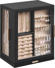 360° Rotating Jewelry Box with 5 Drawers, Spacious Vertical Jewelry Organizer wi