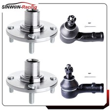 Fits 2000-2006 Ford Focus 2 Tie Rod End 2 Wheel Hub And Bearing Assembly Set