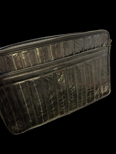 Vtg Franne Genuine Eel Skin Briefcase Insert Laptop Sleeve 16” Black Zip Closure