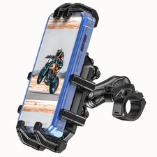 Motorcycle Phone Mount with Vibration Dampener & Secure Lock, [Size Adjustabl...