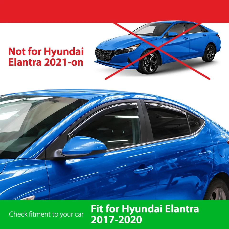 Deflectores de ventana lateral protectores de lluvia para Hyundai Elantra 17-20 INROMPIBLES Foto 3 de 4