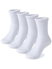 Unisex School Kids Boys Girls Soft Cotton White Athletic Socks 8-10 Years All...