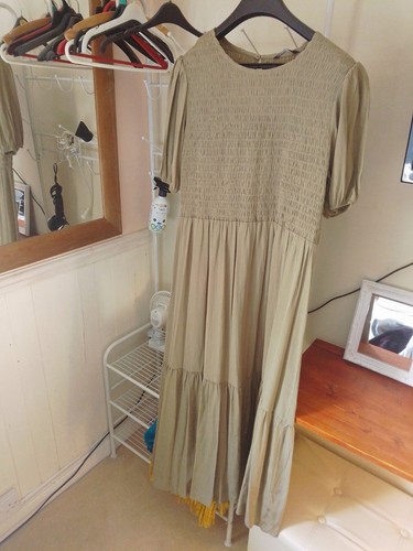 Ladies GEORGE Khaki Green Fitted Bodice Tiered Maxi Dress| Size 22 New+Tags - Picture 2 of 9