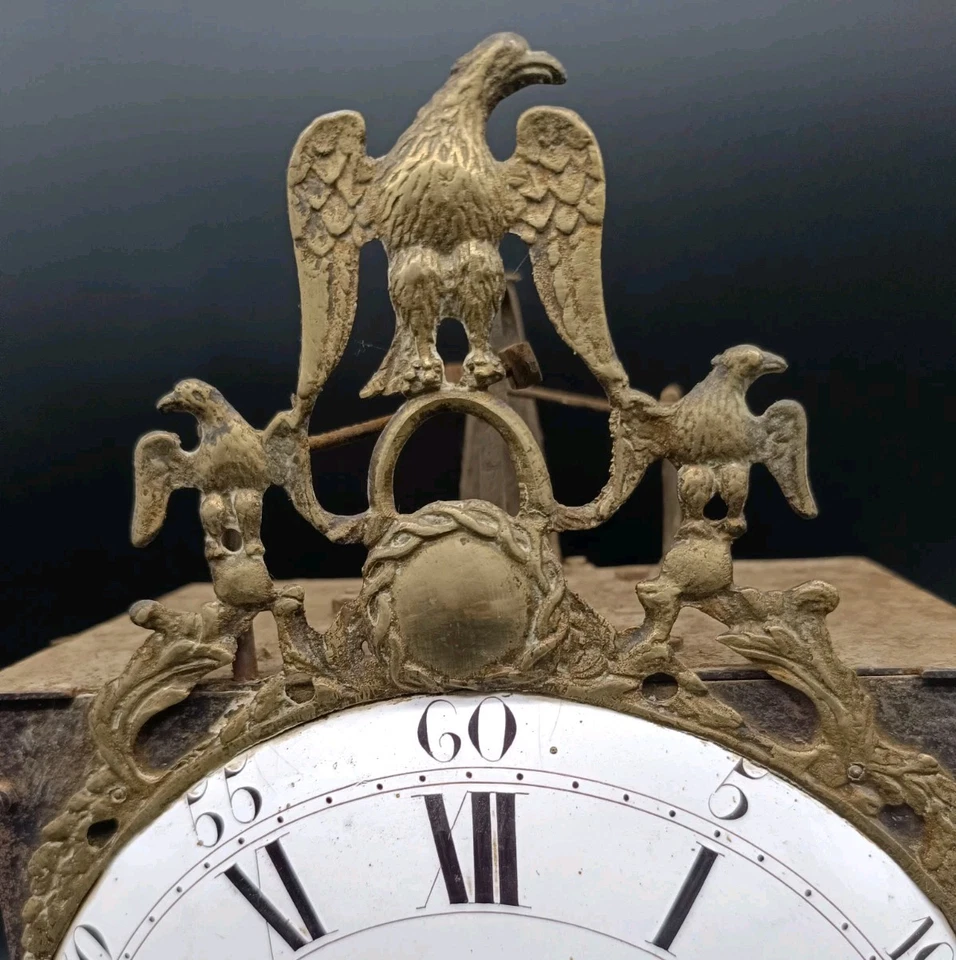 Ancien Mouvement Comtoise Horloge XVIIIe Décor Empire - Photo 2/4