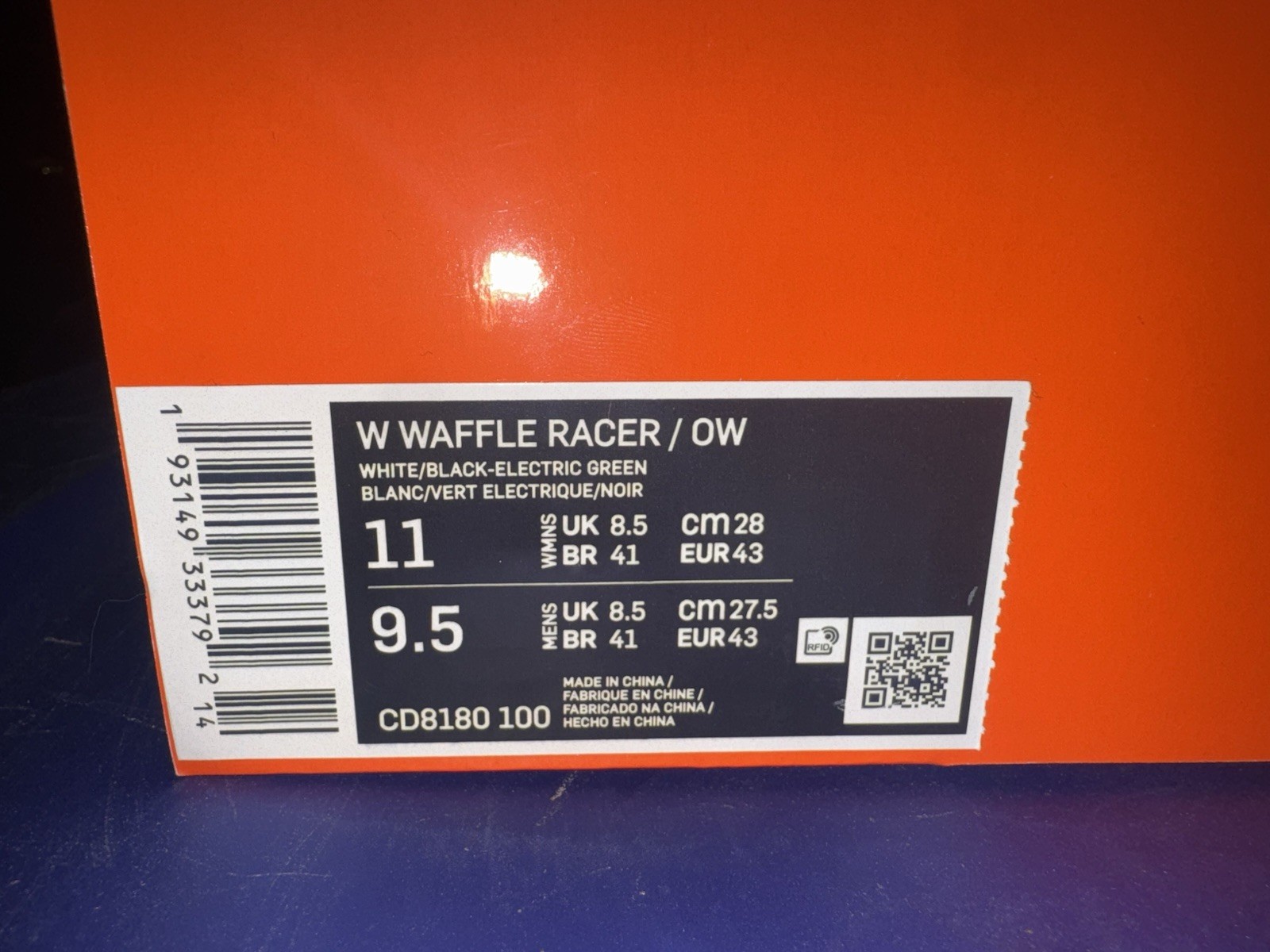 OFF WHITE X NIKE Nike x Off White Waffle Racer SP Uomo Taglia 9.5 NUOVE CD8180 100