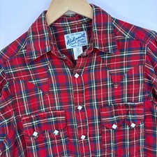 VTG Rockmount Ranch Wear Flannel Pearl Snap Shirt Mens 14.5x32 Red Sawtooth