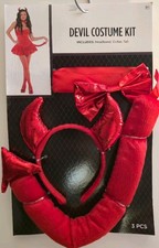 Devil Set - 3 Pieces - Red - Costume Accessories - Adult teen