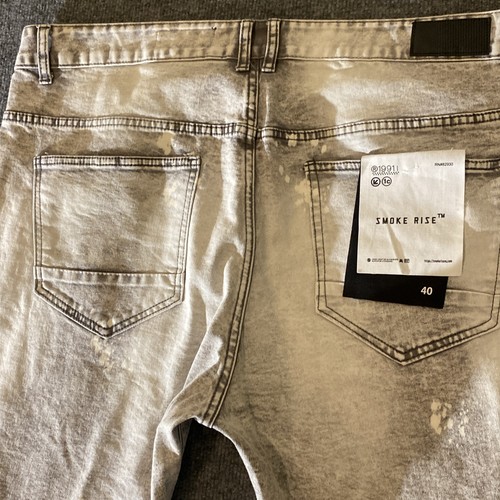 Smoke Rise Gray Shorts Mens 40 Paint Splatter Distressed Urban City Hip Hop - Picture 19 of 24