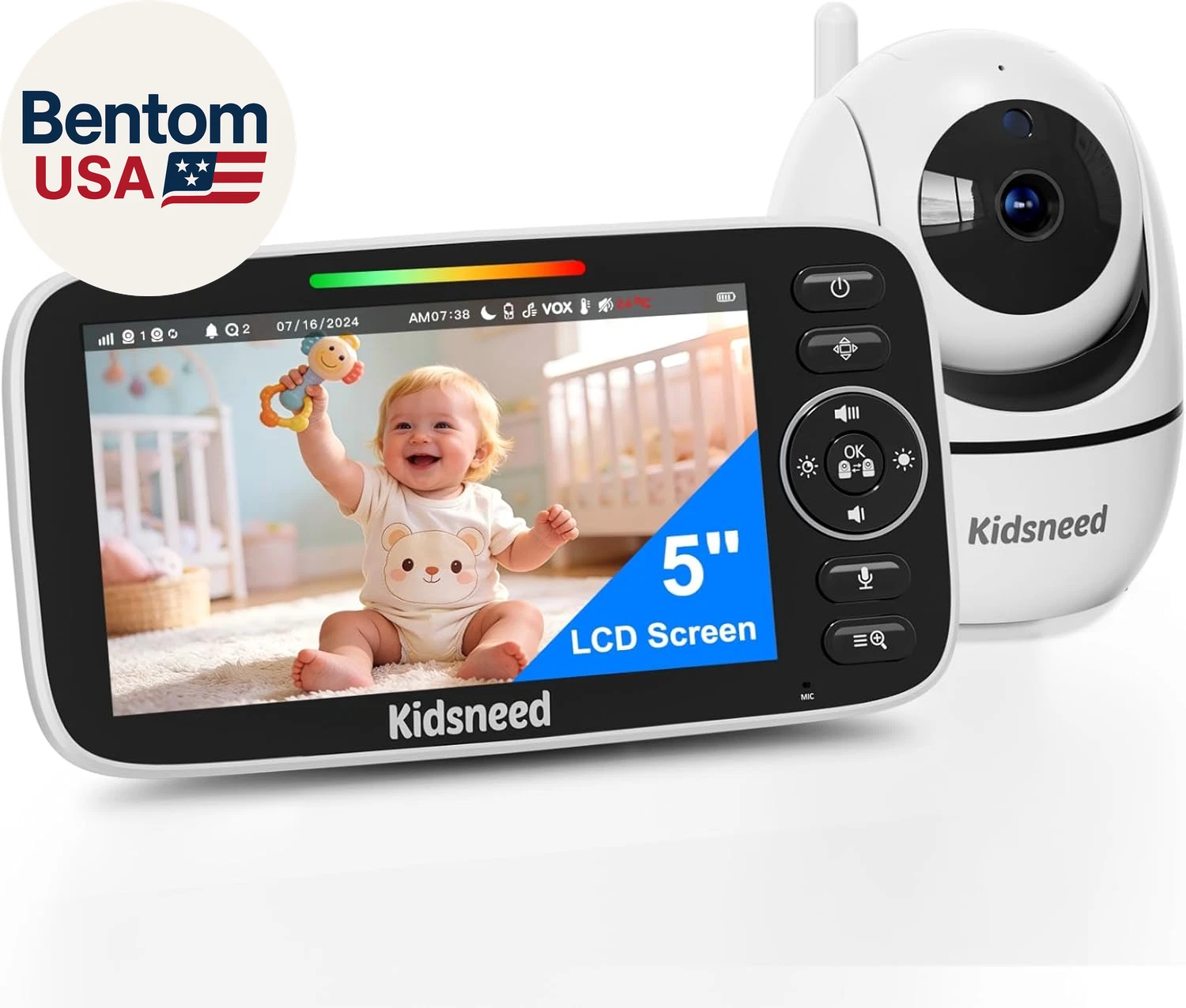 Baby Monitor with Camera and Audio - 5 Inch 720P Video Baby Monitor, No Wifi, 48