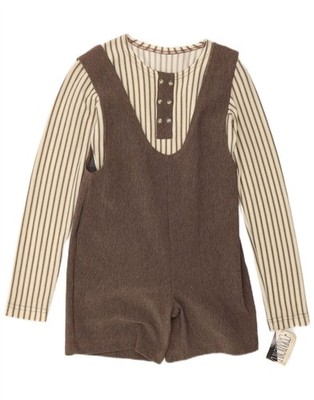 Vintage Damen 2-teiliges Set UK 12 mittelbraun gestreift CF05