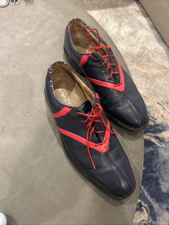 FootJoy FJ ICON Golf Shoes 10 M (US) Navy Blue / Red - Image 2 of 4