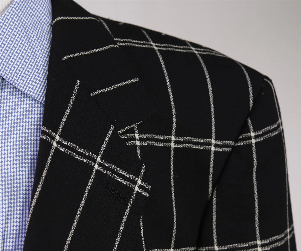 Blazer de lana Versace V2 para hombre vintage años 80 90 negro ventana 44R Foto 4 de 4