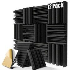 12 Pack Sound Proof Foam Panels, 12" x 12" x 2" High-Density Acoustic Foam