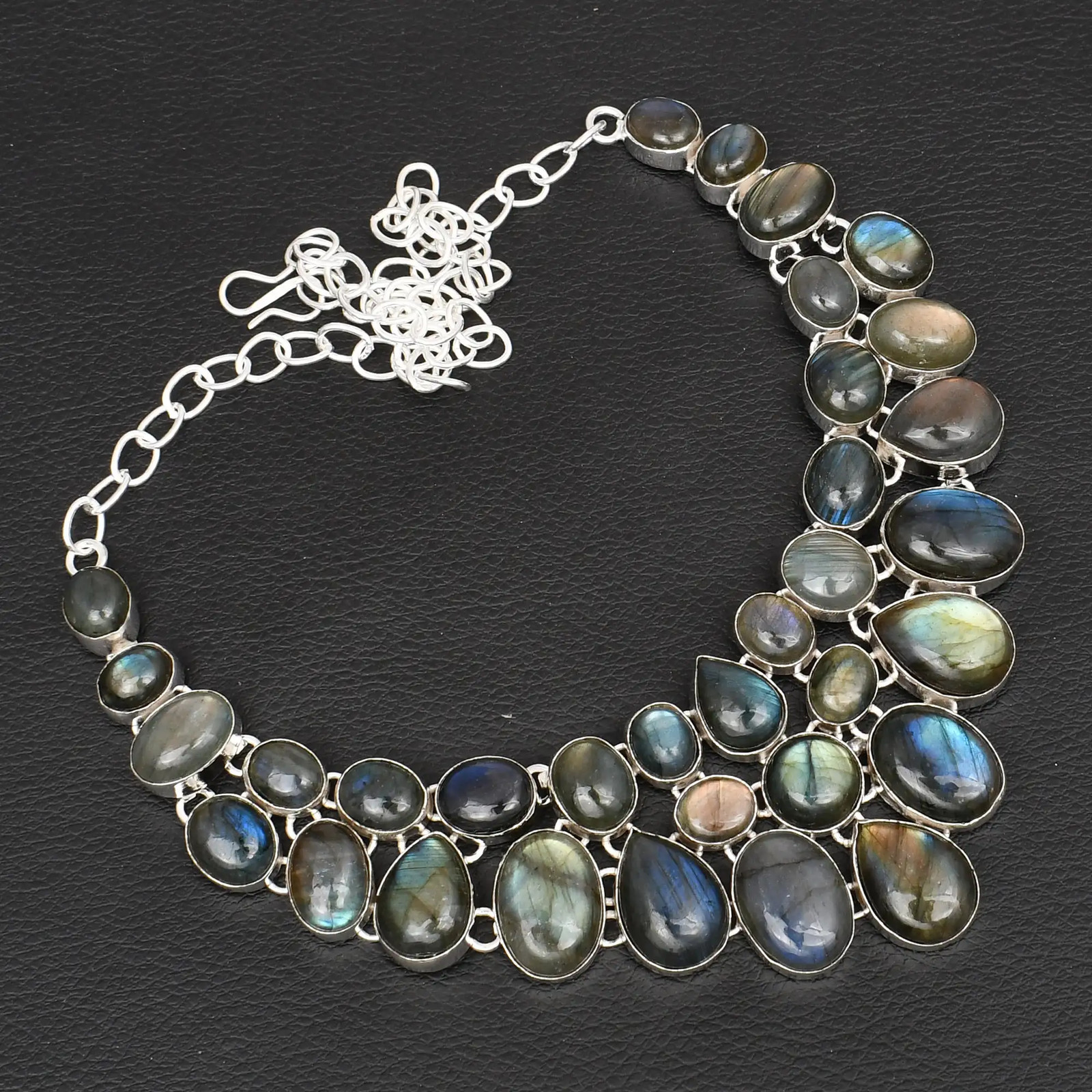 Labradorite Gemstone Handmade Big Necklace Jewelry For Women 80 Gms LBN-9205