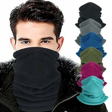 Mens Neck Gaiter Fleece Neck Warmer Outdoor Windproof Face Mask Winter Scarf