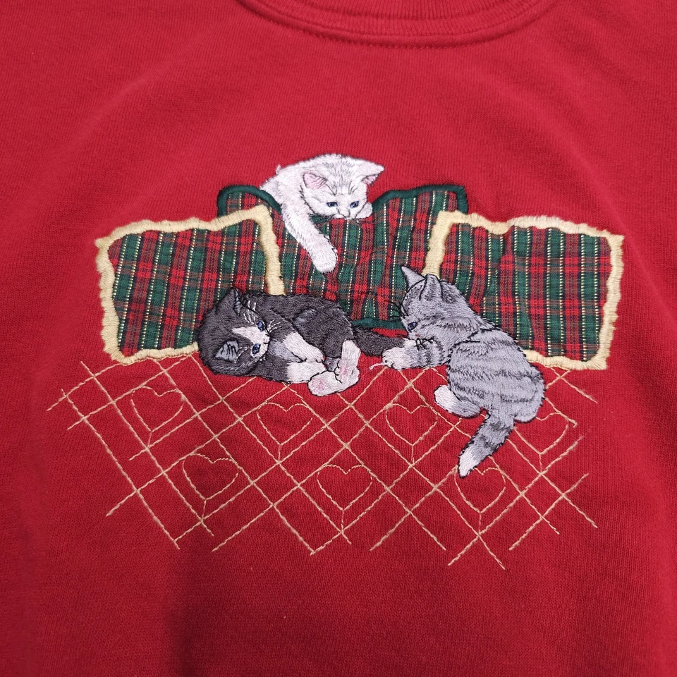 复古圣诞猫运动衫尺寸娇小大号圆领假日美国奶奶 — 第 2/4 张图片