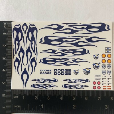 Clear 1:64 Waterslide Decal for 66 Dodge A100 Van Blue Flames