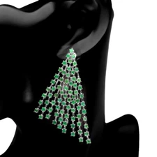 925 Sterling Silver Earrings Round Emerald Natural Gemstone Jewelry Gift