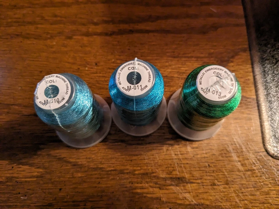 500m Metallic Embroidery Thread Set Of 3 (M-010, M-011, M-013)  (NEW) - Image 2 of 4