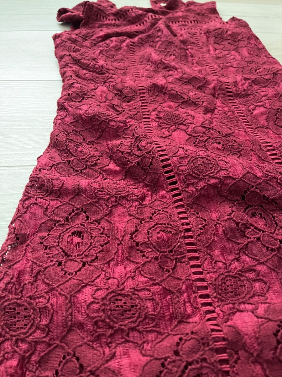 hollister high neck lace dress Hollister Women's High Neck Lace Dress size 0 in Burgundy NWT