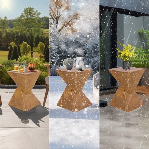 Rustic Outdoor Concrete Side Table Abstract Hourglass Coffee Tables Chair Stand - Picture 15 of 16