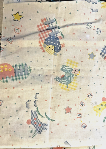 VTG Baby Toddler Nursery Themed Pastel Farm Animals Toss Cow Hen Lamb 22"x16½ " - Picture 2 of 7
