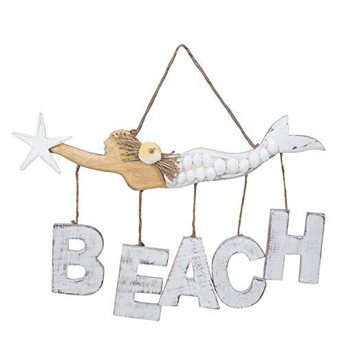 Distressed Mermaid Beach Plaque Hanging Wall Sign Coastal Home Decoration New - Picture 1 of 2