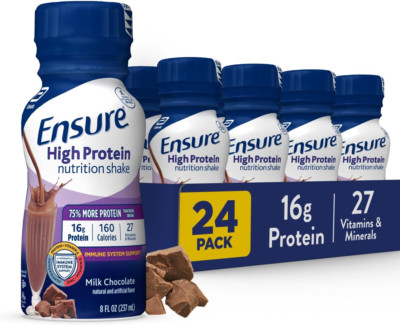 (24 Pack) Ensure PLUS Nutrition Protein Shake with Fiber, Milk Chocolate, 8oz