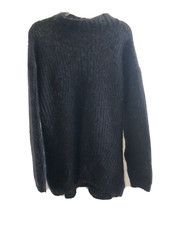 Sweater Dress Large Mock Neck Black Long Sleeve Above Knee Pullover