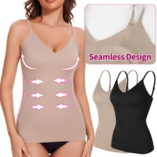 Women Tummy Control Shapewear V-Neck Tank Top Slimming Body Shaper Cami Tanks