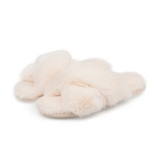 FLUFFxFLUFF Soft Fluffy Slippers  Ivory  Sz 5-6