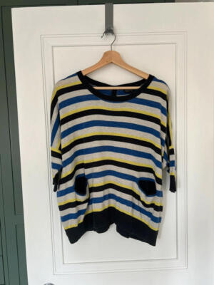 Topshop blue yellow stripe jumper pockets size 10 UK