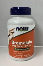 5 PACK NOW FOODS Bromelain 500 mg 120 Veg Capsules BB 7/28 U60D