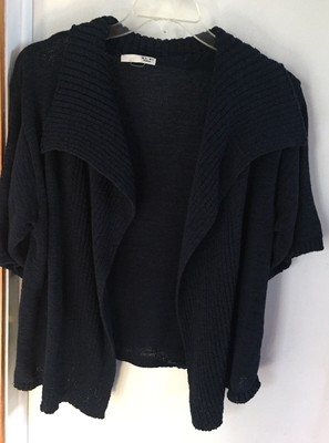 WD NY Blue Sweater Open Front Cardigan 2x Plus Woman s 20 22 Short Sleeve
