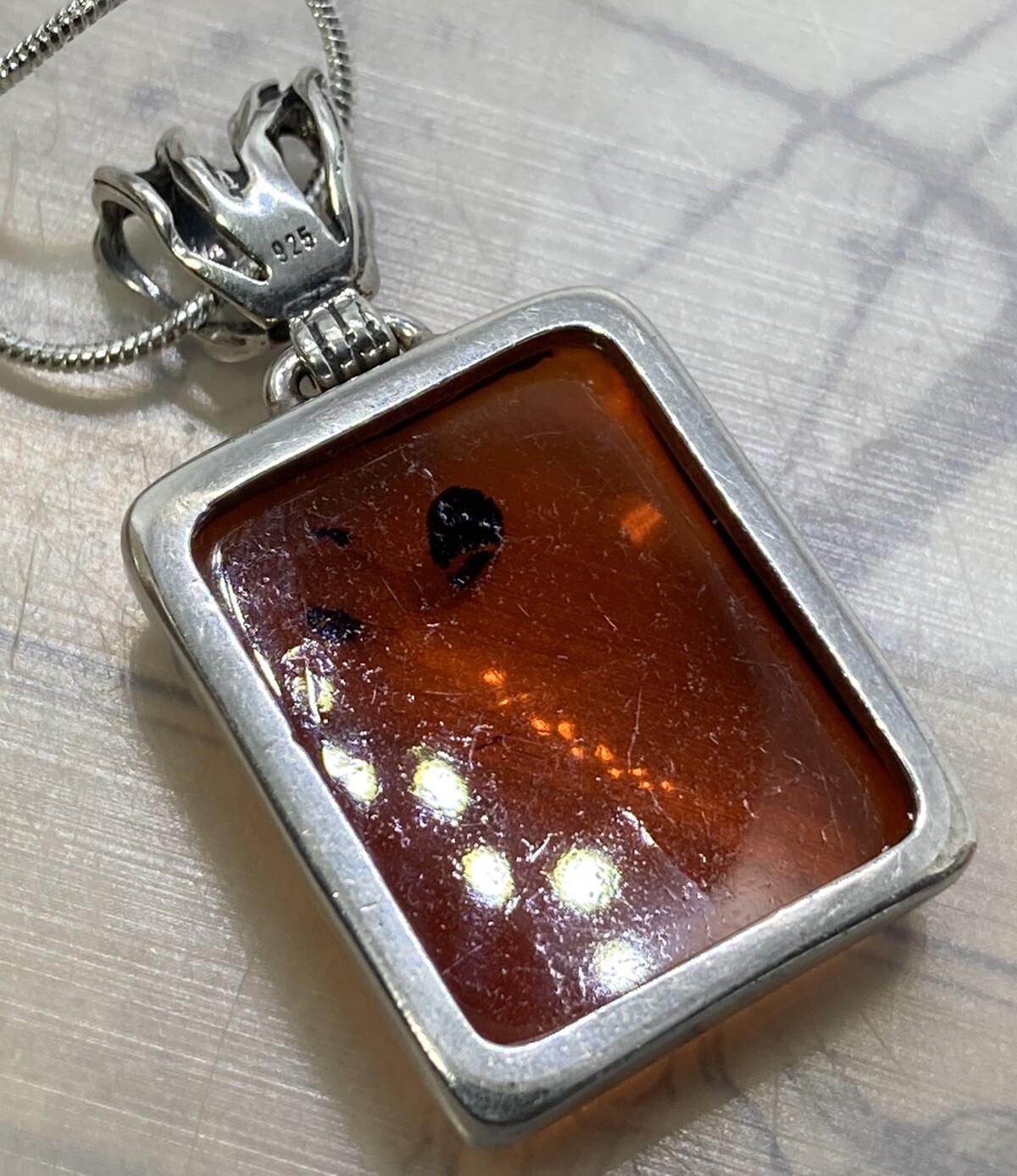 Handmade HONEY AMBER Rectangular 925 Sterling Sil… - image 11