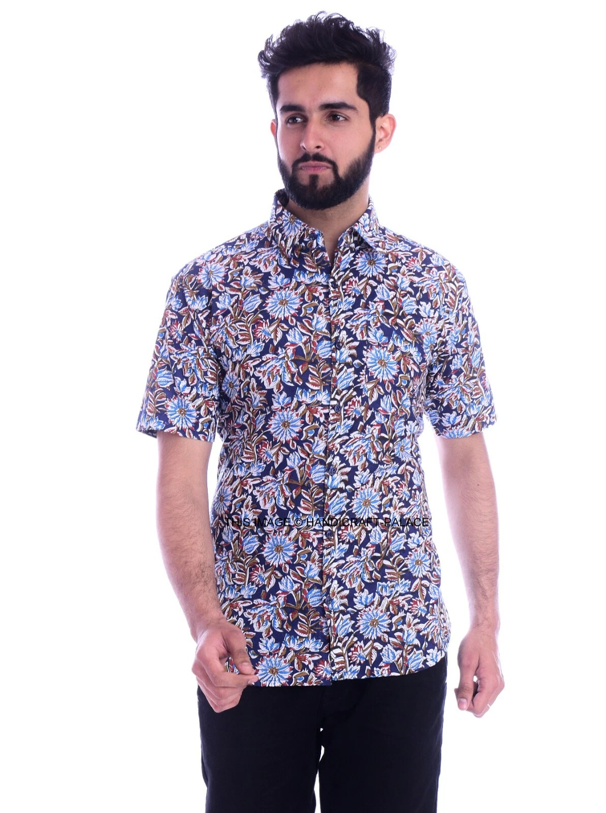 Mens Flower Floral Print Shirt Blouse Slim Fit Fashion Casual Half Sleeve Shirt
Opens in a new windo