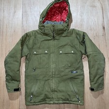 Liquid Boardwear Heavy Duty Womens Hooded Canvas Ski Jacket Zipper Pockets XL