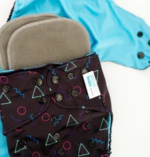 Retro Print Cloth Diapers Roller Rink Black 90's - NEW!